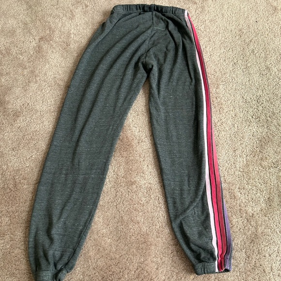Aviator Nation Rare Vintage Pink and Purple 5 Stripe Heather Sweatpants Small - Picture 5 of 8